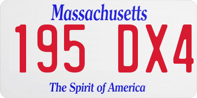 MA license plate 195DX4