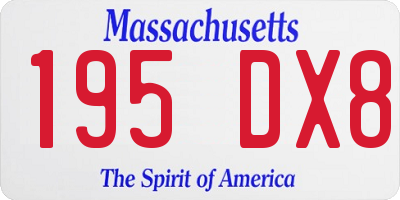 MA license plate 195DX8