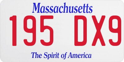 MA license plate 195DX9