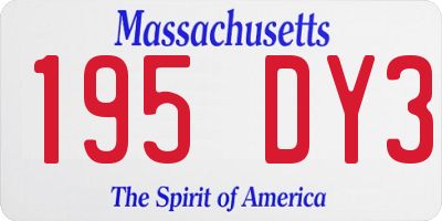 MA license plate 195DY3