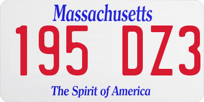 MA license plate 195DZ3