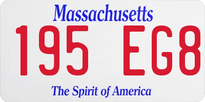 MA license plate 195EG8