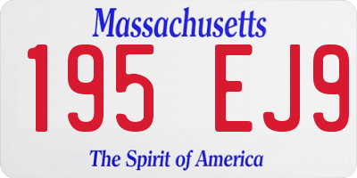 MA license plate 195EJ9
