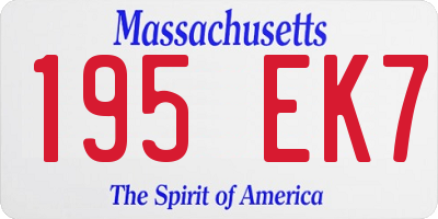 MA license plate 195EK7