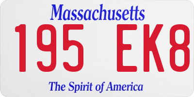 MA license plate 195EK8