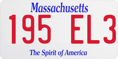 MA license plate 195EL3