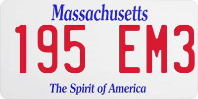 MA license plate 195EM3