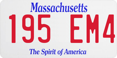 MA license plate 195EM4