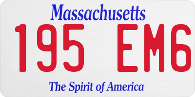 MA license plate 195EM6