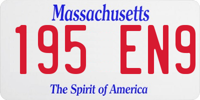 MA license plate 195EN9