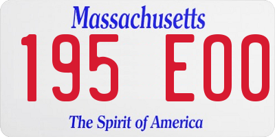 MA license plate 195EO0