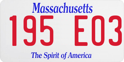 MA license plate 195EO3