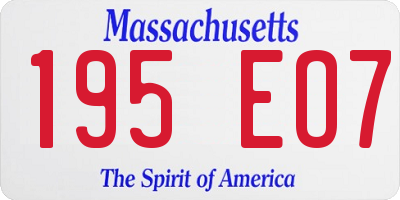 MA license plate 195EO7