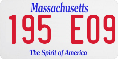 MA license plate 195EO9