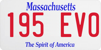 MA license plate 195EV0