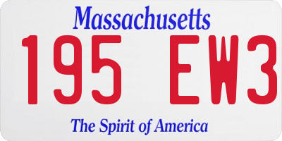 MA license plate 195EW3