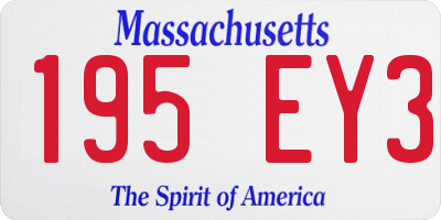MA license plate 195EY3