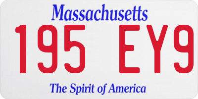 MA license plate 195EY9