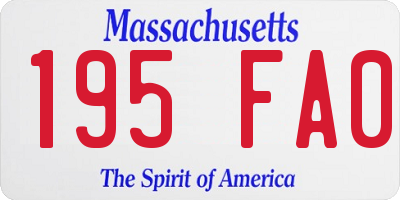 MA license plate 195FA0