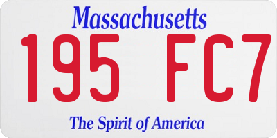MA license plate 195FC7
