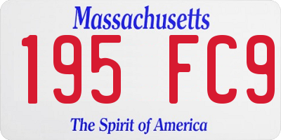 MA license plate 195FC9