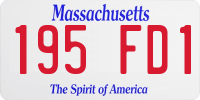 MA license plate 195FD1