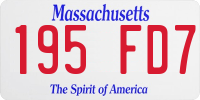 MA license plate 195FD7