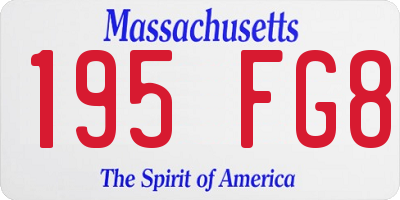 MA license plate 195FG8