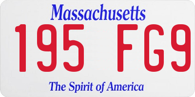 MA license plate 195FG9