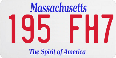 MA license plate 195FH7