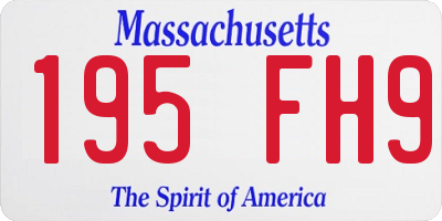 MA license plate 195FH9