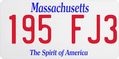 MA license plate 195FJ3