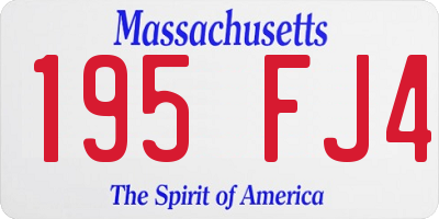 MA license plate 195FJ4
