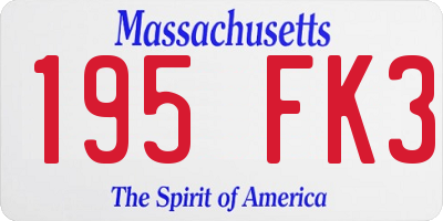 MA license plate 195FK3