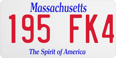 MA license plate 195FK4
