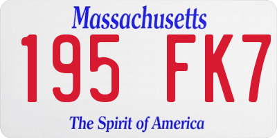 MA license plate 195FK7