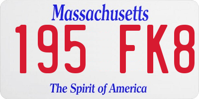 MA license plate 195FK8