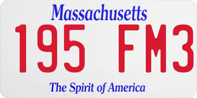 MA license plate 195FM3