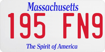 MA license plate 195FN9