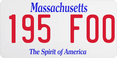 MA license plate 195FO0