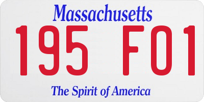 MA license plate 195FO1