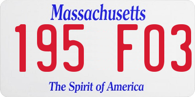 MA license plate 195FO3