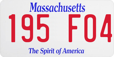 MA license plate 195FO4