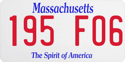 MA license plate 195FO6