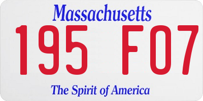 MA license plate 195FO7