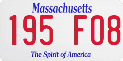 MA license plate 195FO8