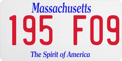 MA license plate 195FO9