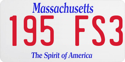 MA license plate 195FS3
