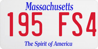 MA license plate 195FS4