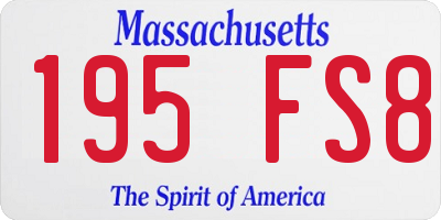 MA license plate 195FS8